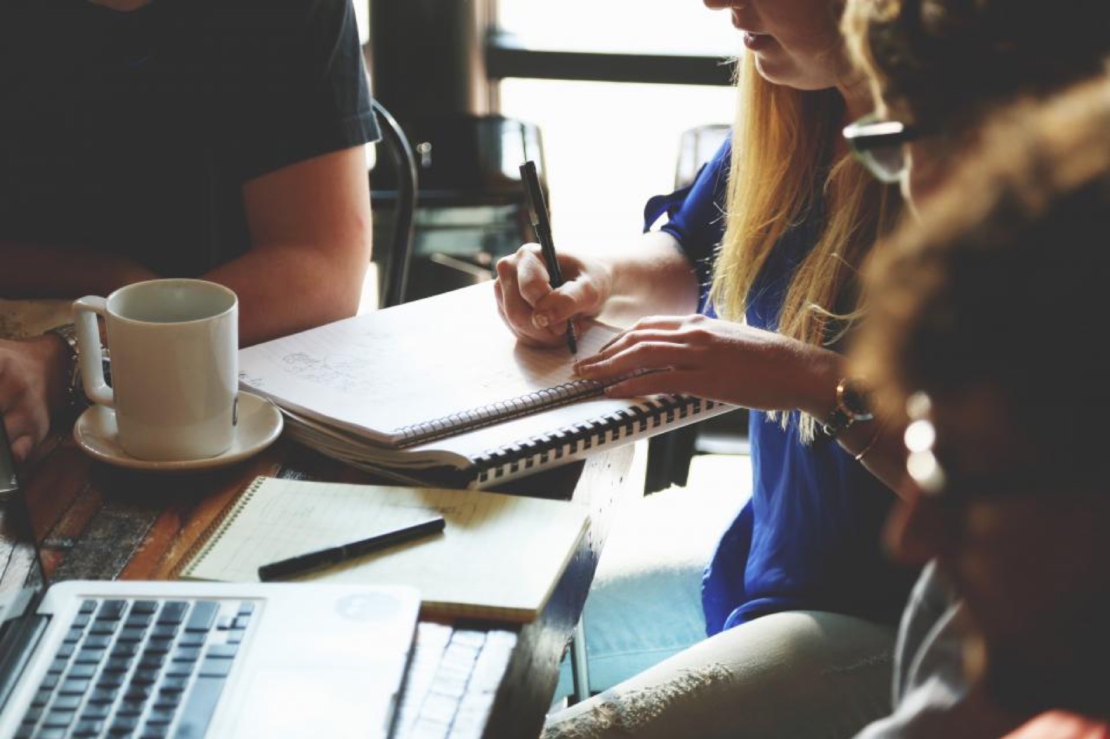 A small team working together in an office